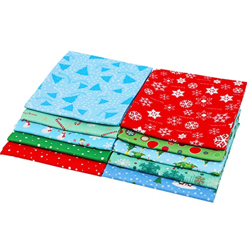 Craftido -25 Options- 100% Cotton Quilting Fabric Bundles 10pcs Fat Quarters 18”x21”-Medium Weight 5.2 oz- Soft Cotton for Quilting, Sewing Project, Patchwork, DIY Crafts - Christmas - color: Christmas