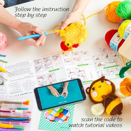 INSCRAFT Crochet Kit for Beginners Adults, 30 Acrylic Yarn Skeins 1650 Yards Yarn, 105 PCS Crochet Kit with Hooks Set,Includes Canvas Tote Bag, Ideal Starter Pack for Professionals - size: 105 Pieces with Canvas Tote Bag