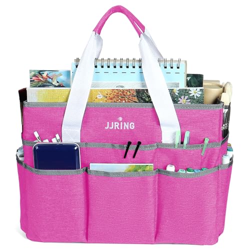 JJRING Craft Organizer Tote Bag Large Art Storage Caddy Deep Red - color: Deep Red, size: Large