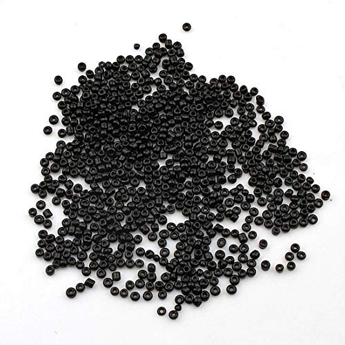 Perlin Glass Seed Beads 3mm 8/0 Round Mini Small Pony Beads 3300pcs for Making Earrings Bracelets Pendants Waist Jewelry DIY Handmade Opaque Color Kit (Black, 2,6 mm ~ 3 mm) - color: Black