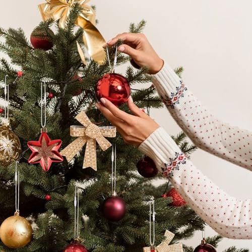 FOIMAS 400pcs Christmas Ornament Hanger String Hook Hanging Ropes with Snap Locking Fastener for Christmas Tree Hanging Ornament Decoration Supply,White