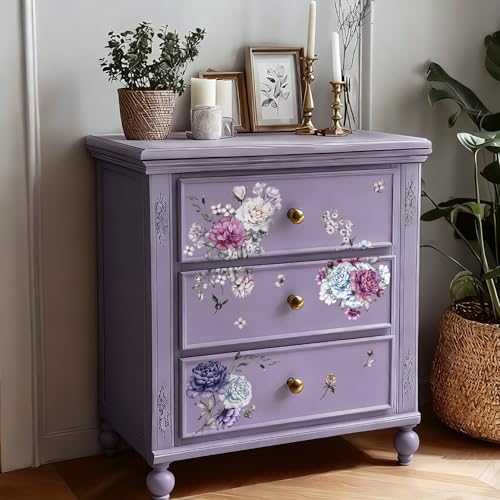 Floral Vintage Rub on Transfer for Furniture Large Flower UV DTF Transfer Sticker for Wood Glass Home Decor, Summer Peony - style: Summer Peony