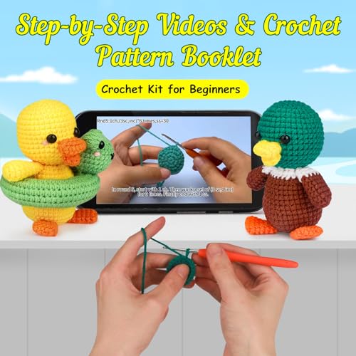 ekaus Crochet Kit for Beginners, Crochet Kit with Step-by-Step Video Tutorials, Crochet DIY Knitting Supplies for Adults, Crochet Ducks(45%+ Yarn) - color: Crochet Ducks