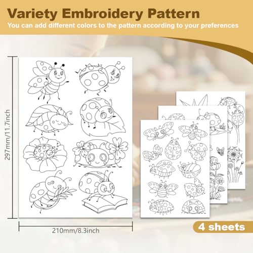 30Pcs Ladybug Water Soluble Hand Sewing Stabilizers - style: Ladybug