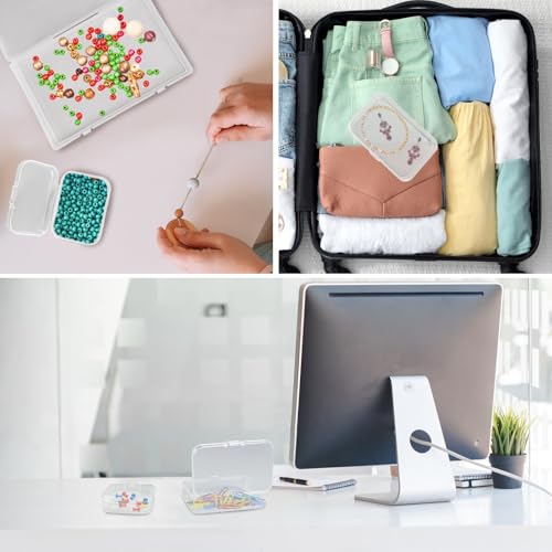 24 Pack Clear Plastic Storage Boxes with Hinged Lids - color: 24 Pcs Storage Box