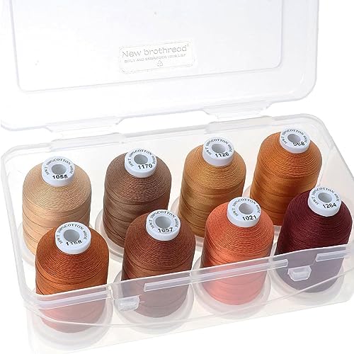 New brothread 100% Mercerized Cotton Threads with Box -8xCoffee - color: 8 X Coffee(Different Brown)