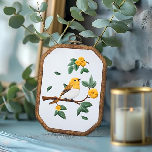 ORIGACH 4 Set Hummingbird & Flower DIY Embroidery Kit for Beginners Adults - style: Hummingbird and Flower