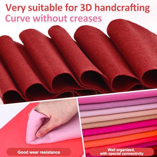 XSEINO 13 Rolls 8"x35" 1.4mm Thick Soft Felt Fabric Sheet 13 Assorted Red Series Colors Felt Pack for DIY Craft Sewing Squares Nonwoven Patchwork - color: Red Hues