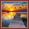 Dooxvey Cross Stitch Kits for Adults Beginners,Full Range of Cross-Stitch Stamped Kits Needlepoint Kits for Beginners Embroidery Kits 11CT Cross Stitch Patterns-Beautiful Sunset Scenery 18x18 inch - color: Magicolor16
