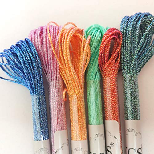 KCS 6-Strand Cross Stitch Metallic Variegated Pearl Shiny Embroidery Floss (6 skeins, Solid Color 4) - color: Solid color 4