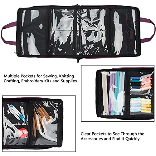 PACMAXI Sewing Accessories Storage Bag, Knitting, Craft Tools - color: purple