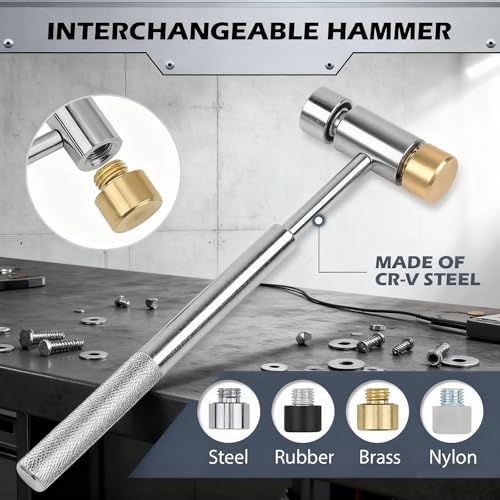 Premium Pin Punch Hammer Set: 25-Piece Punch Set and Hammer with Bench Block, Steel Roll Pin Punch Set, Pin Punches with Replaceable Face Hammer, Mechanical Repair Tool for Maintenance