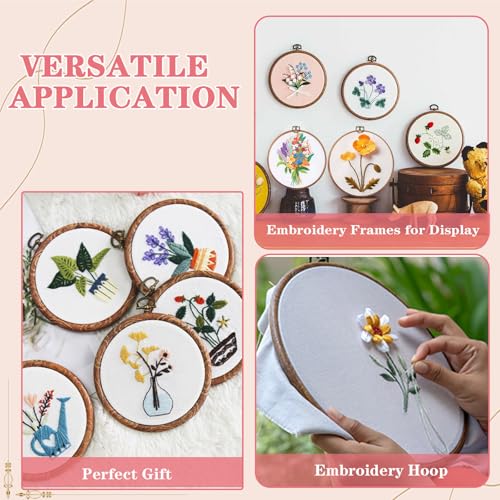 4Pcs Embroidery Frame for Dispaly 5inch to 10inch Cross Stitch Frame Set, Circle Embroidery Hoops Display Frame for Sewing and Wall Hang, Needlework, Embroidery Projects