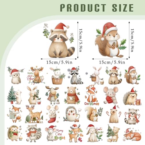 Dazoratix Christmas Baby Iron on Transfers - 28 Sheets Cute Animal DTF Ready to Press for Onesies Holiday Winter Merry Xmas Heat Patches Viny Stickers Decals for Bodysuit T Shirts Clothing DIY Crafts - style: Christmas Baby