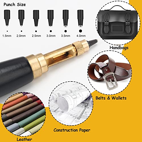 Japanese Screw Punch, Boyistar Wood Handle Belt Hole Puncher - color: Black