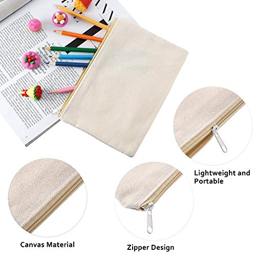 Gejoy 10 Pack Blank Canvas Cosmetic Bags Zipper Pouch DIY,S,Beige - color: Beige, size: Small
