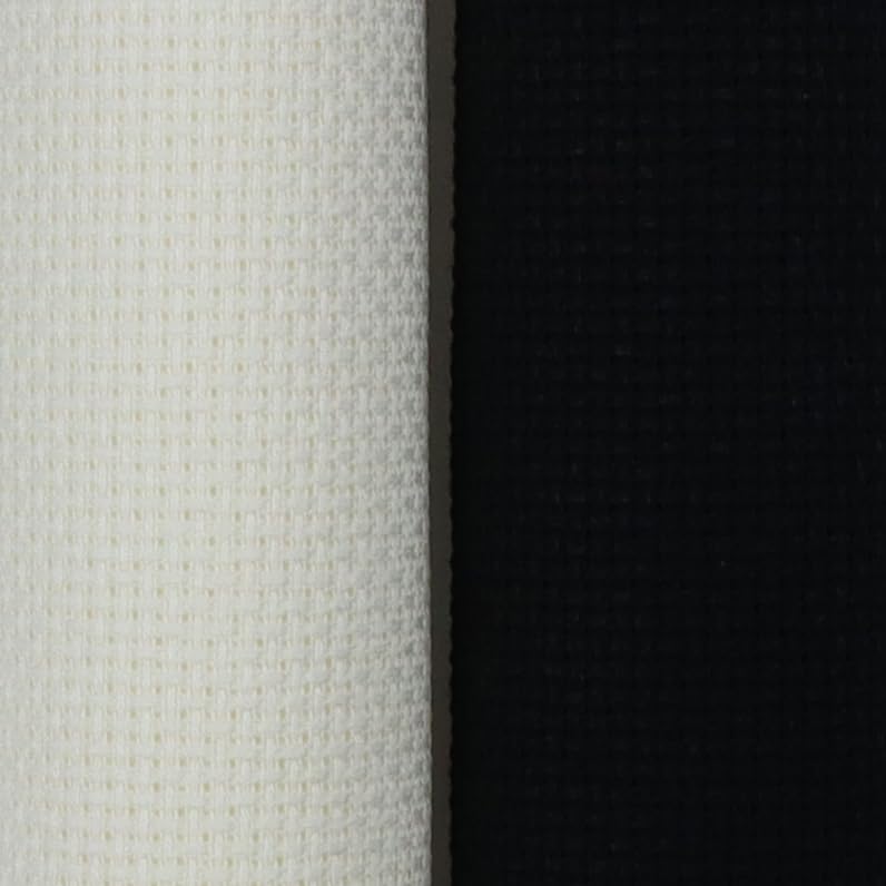 KCS 2 pc of 15" x 18"(38cmx45cm) 16 Count Cross Stitch Cotton Aida Cloth Needlework Fabric Box (Antique White+Black, 16CT) - color: Antique White+black, size: 16CT