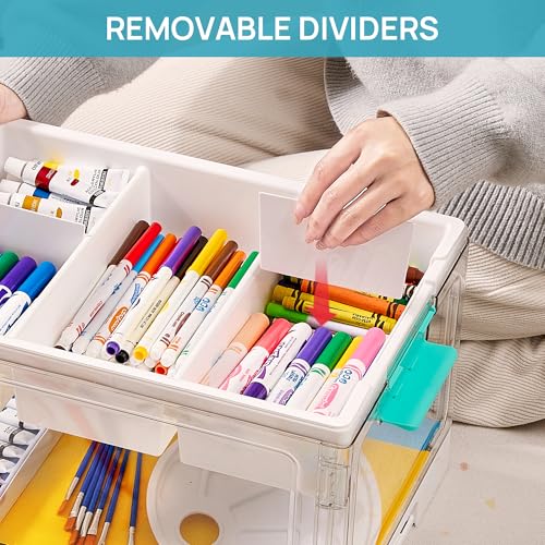 Vtopmart 24 QT Clear Craft Organizer with Removable Tray & Dividers, 1 Pack