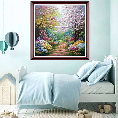 Funchey Counted Cross Stitch Kits for Adults Needlepoint Kits Unprinted Cross Stitching Embroidery Kit 11CT Cross Stitch Supplies-Fragrant Garden Trail 18x18 inch - color: ArtsKits05