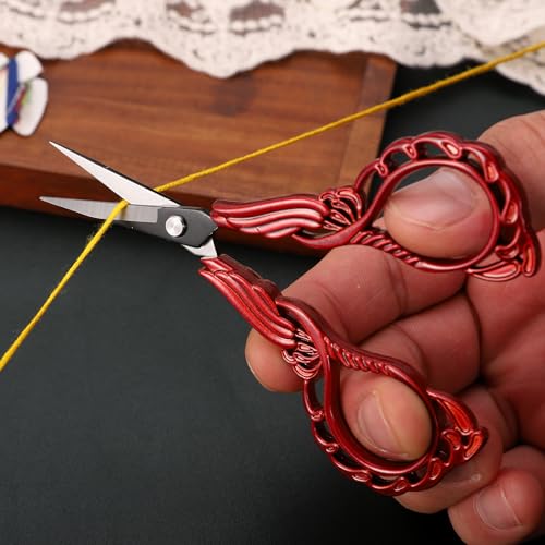 YOUGUOM Small Sewing Scissors, Little Embroidery Shears with Cover - color: Red
