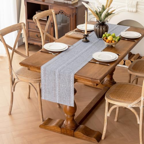 Rustic Linen Table Runner, Grey Table Runners 36 inches Long - color: Light Grey, size: 13×36 Inch