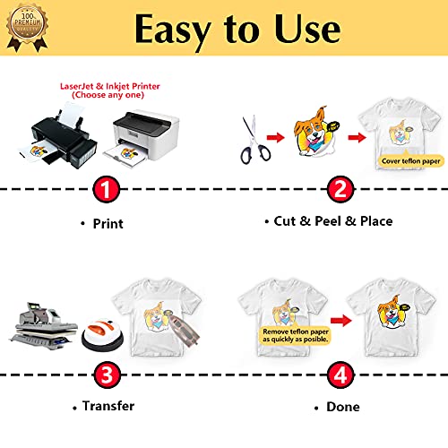 TransOurDream Tru-Heat Transfer Paper for T Shirts (Light 3.0, 15 Sheets, 8.5x11") Printable HTV Heat Transfer Vinyl for Inkjet & Laser Printer Iron on Transfers for Light Fabrics (TRANS-L3-15-3) - color: Light, size: 15 Sheets