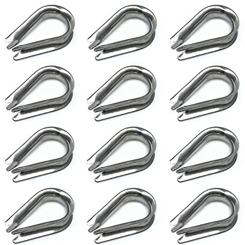 12PCS M10 Stainless Steel Thimbles for 3/8 Inches Diameter Wire Rope or Cable - size: M10 Thimble - 12PCS