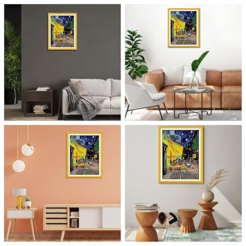IUHUI 14 Count Stamped Cross Stitch Kits for Beginners Adults, The Night Cafe of Van Gogh Pre-Printed DIY 14ct Embroidery Sewing Starter Kit Needlework Easy Patterns Famous Paintings - color: The Night Cafe