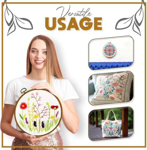 ATTERET 3 in 1 Floral Embroidery Starter Kit with Patterns, Hoops, Threads - style: Floral Embroidery Kit 2