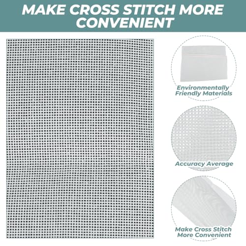 2 Pack Needlepoint Blank Canvas Polyester Cotton Mesh Canvas Sheets 14 CT White for Needlepoint and Embroidery Projects Equipped