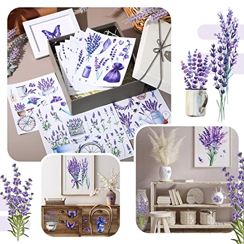 BBTO 12 Sheets Rub on Transfers for Crafts Wood Furniture DIY, 5.5" x 5.7" - style: Lavender Style