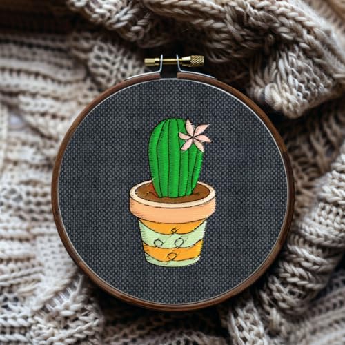 BENECREAT 4Sheets 48Pcs Potted Plants Water Soluble Embroidery, 11.7x8.3inch Cactus Succulents Stick and Stitch Embroidery Paper Stabilizer Water Soluble Hand Sewing for Shirts, Coats, Bags - color: Potted Plants