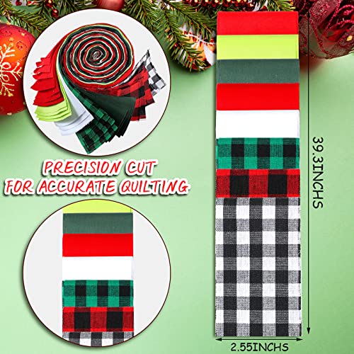 Tegeme 40pcs Christmas Jelly Fabric Strips for Quilting and DIY Craft 2.55" - color: Buffalo Plaid Style