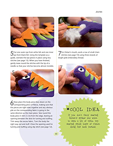 Sew a Monster: 15 Lovable, Easy-To-Make Fleecie Toys (IMM Lifestyle Books) Projects for Unique Stuffed Animals that Kids Love - Simple Sewing Techniques, Embroidery Stitches, and Full-Size Templates