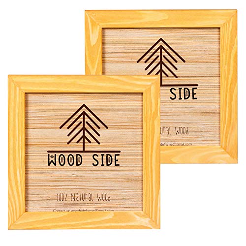 Rustic Wooden Square Picture Frames 8x8 - Set of 2-100% Natural Solid Eco Wood with Real Glass for Wall Mounting and Tabletop Photo Frame - Yellow - color: Yellow
