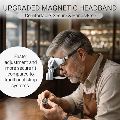 YOCTOSUN Magnifying Glass with Light, 1.0X–4.0X Headband Magnifier - color: Gray