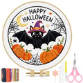 TINDTOP Halloween Embroidery Kit for Adult, Embroidery DIY Starter Kit, with Stamped Patterns, Hoop, Tools, Colorful Threads with Needles, Instructions (Halloween D) - color: Halloween D