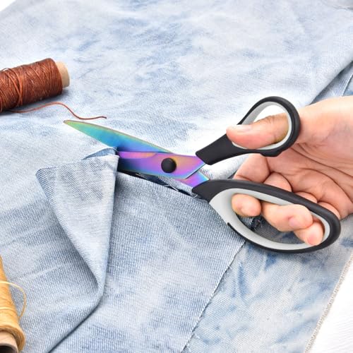 Craft Scissors Set of 3 Pack, All Purpose Sharp Titanium Blades Shears, Comfort Grip Handle, Multipurpose Fabric Scissors Tool Great for Adults, Office, Sewing, School and Home Supplies, White&Black - color: Black&white