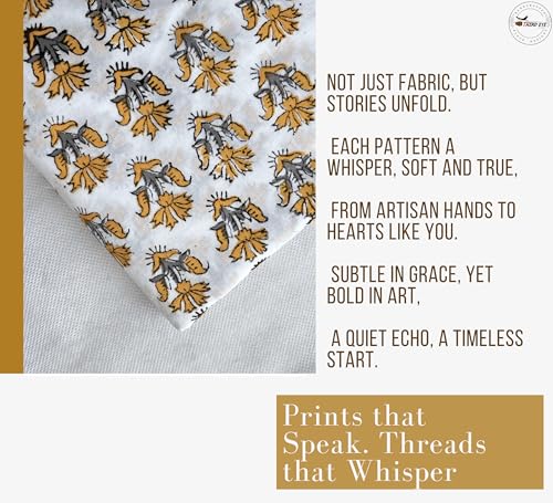 100% Cotton Fabric by the Yard, Hand Block Print Fabric for Sewing RB-102 - color: Rb-102 Yellow, size: 5 Yard pre cut