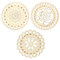 3PCS Wooden Embroidery Floss Organizer Cross Stitch Floss Holder Flower Pattern Thread Organizer with Holes for DIY Sewing Crafts Making, 3 Styles