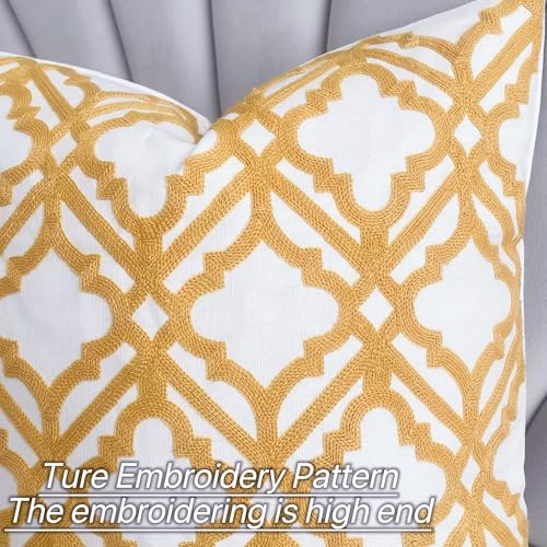 Slow Cow Embroidered Throw Pillow Cover 18 x 18 Inch Yellow - color: Yellow Cross, size: 18" x 18" (Pack of 1)