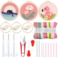 Woohome Punch Needle Kit Included Plastic Hoops, Punch Needle Cloth, Color Yarn and Punch Needle Tools for Adults, Beginners (Whales, Flowers, Bird) - color: Color 13