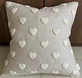 VAGMINE Embroidered Tufted Heart 18x18 Throw Pillow Cover, Natural - color: Natural-french Knots, size: 18" x 18" (Pack of 1)