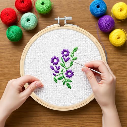 2 Pack Embroidery Hoops, 6 Inch Round Embroidery Hoops, Natural Wood Cross Stitch Hoop with Adjustable Screw for Friendly Embroidery, Cross Stitch, Craft & Beginner, and DIY Decoration - style: 6 Inch