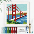 DOODLREAM San Francisco Bridge Punch Needle Kit for Beginner 9.4" x 9.4" - color: Bridge