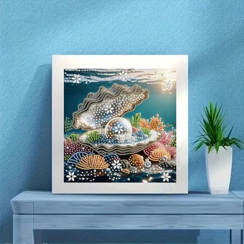 ZQEATRY Shell Pearls Special Shape Diamond Art Kits for Adults,5D Diamond Painting Kits for Beginner,DIY Diamond Crystal Rhinestones Gem Art Kits for Home Wall Decor 11.8 X 11.8inch - color: XJ121