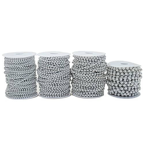 8mm Crafts Faux Pearl Beads Garland Pearl Bead Roll Strand of Pearls to Decorate Floral Centerpieces Wedding Party Favor Christmas Tree(33 Feet Silver) - color: Silver, size: 8 mm
