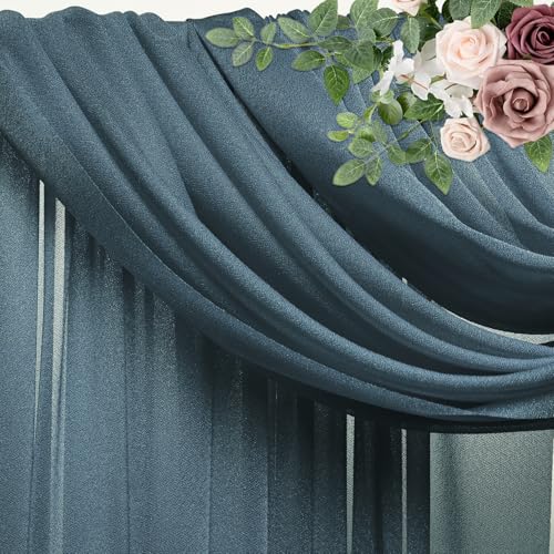 Wedding Arch Draping Fabric 1 Panel Grey Blue Sheer Backdrop Drapes - color: Grey Blue, size: 1 Panel