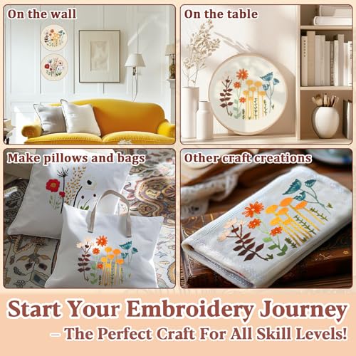 RAINFLOW 3 Pack Embroidery Kit for Beginners - Stamped Cross Stitch Kits