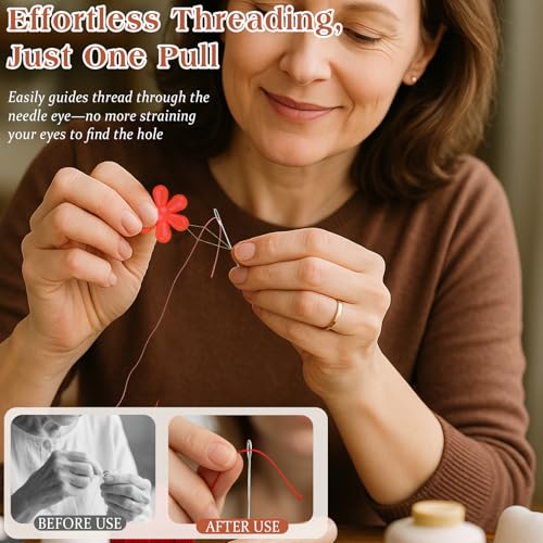 Embroidery Needle Threader Set – 12pcs Plastic Flower-Head Tools for Hand & Machine Sewing, Cross Stitch, Knitting, Quilting (Mixed Colors)